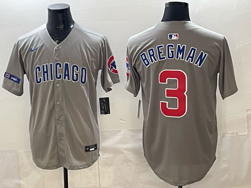 Men 2026 Chicago Cubs #3 Bregman Grey Game Nike MLB Jersey style 007